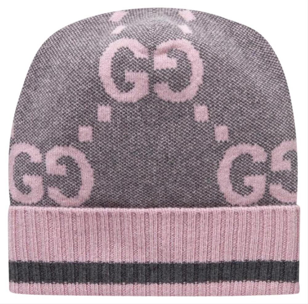 GUCCI GG logo jacquard cashmere beanie hat